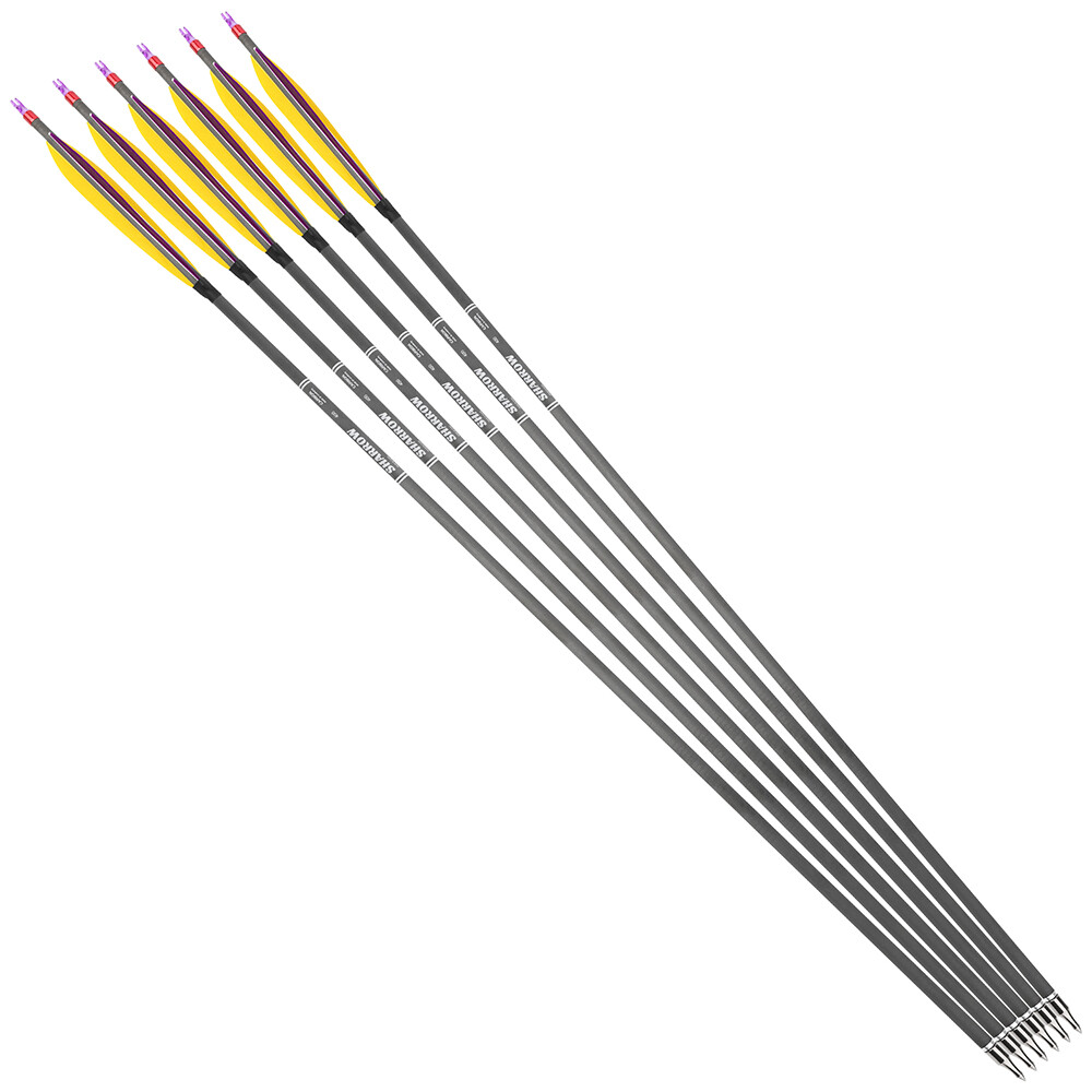 30" Carbon Arrows 6" Feather SP400 Tip Recurve Bow CompoundBow Archery Hunting - Picture 11 of 12