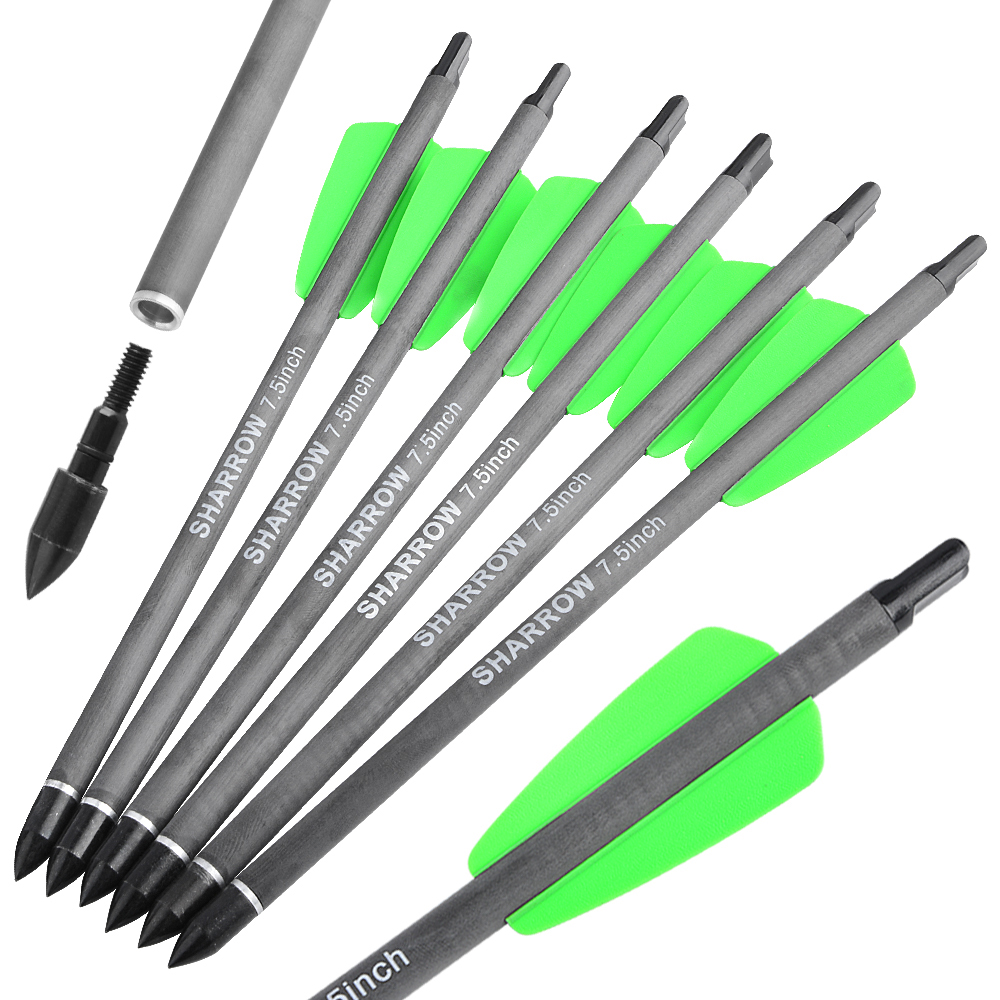 Mini Arrows Bolts 7.5" 15" Carbon Archery Screw Point Vanes Bow Hunting Shooting - Picture 18 of 19