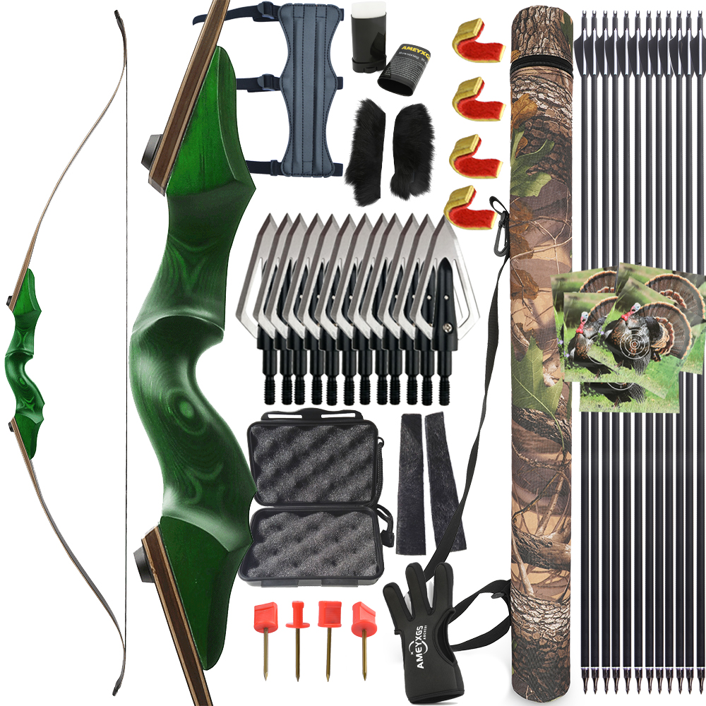 60" Takedown Hunting Bow 20-60lbs Recurve Bow Arrows Set Wooden Archery Target - Picture 17 of 26