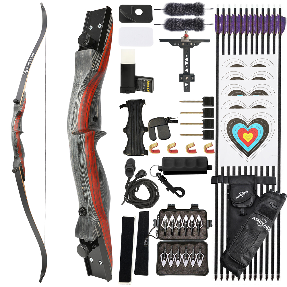 62" Archery Takedown Recurve Bow Kit 20-50lbs Wooden Handle American Hunting Bow - Picture 15 of 16