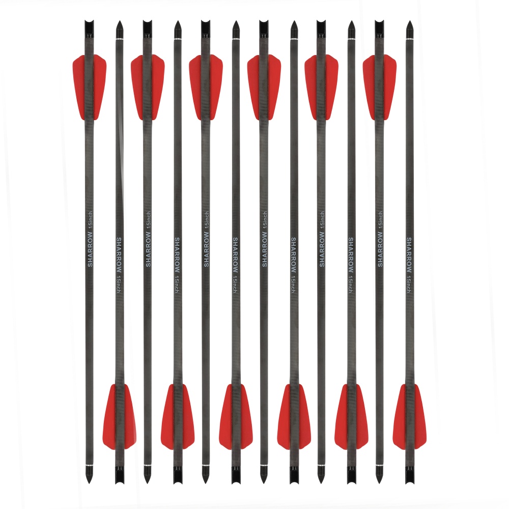15" Pure Carbon Arrows Crossbow Bolts 2" Vanes Screw In Point Bow Hunting Target - Picture 17 of 23