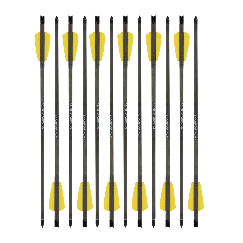 15" Pure Carbon Arrows Crossbow Bolts 2" Vanes Screw In Point Bow Hunting Target - Picture 19 of 23