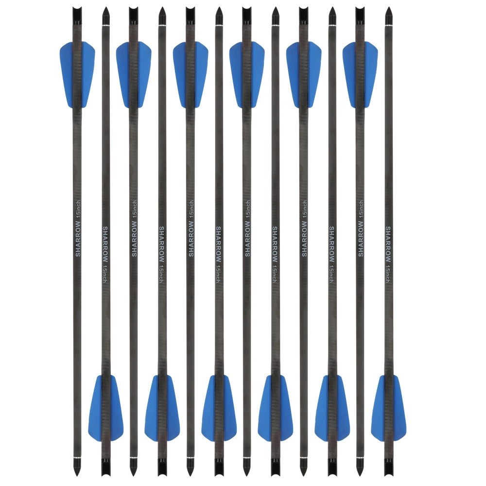 15" Pure Carbon Arrows Crossbow Bolts 2" Vanes Screw In Point Bow Hunting Target - Picture 23 of 23
