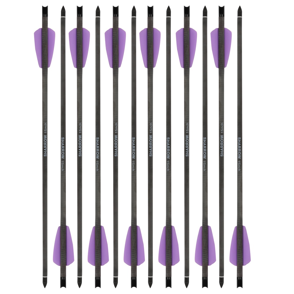 15" Pure Carbon Arrows Crossbow Bolts 2" Vanes Screw In Point Bow Hunting Target - Picture 21 of 23