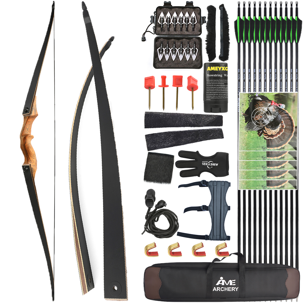 60" Takedown Longbow Hunting Bow Arrow Set 20-60lbs Archery Target Black Hunter - Picture 20 of 31