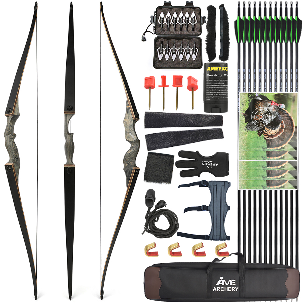 60" Takedown Longbow Hunting Bow Arrow Set 20-60lbs Archery Target Black Hunter - Picture 22 of 31