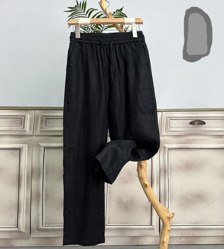 Mens Linen And Cotton Casual Trousers Pants High Waist Breathable - Bild 18 von 21