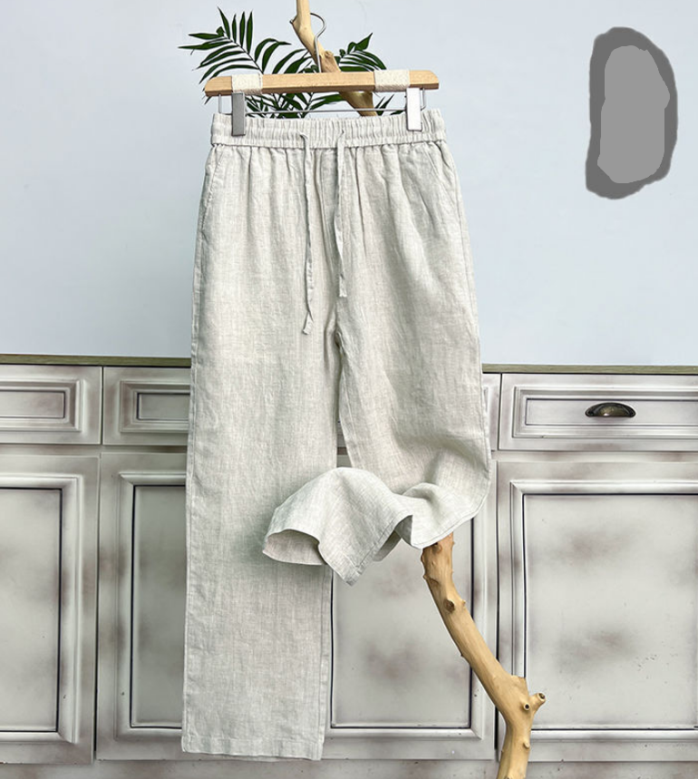 Mens Linen And Cotton Casual Trousers Pants High Waist Breathable - Bild 20 von 21