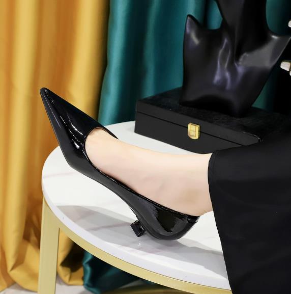Fashion Women 3.5Cm High Heels Shallow Pointed Toe Low Heel Pumps Party Shoes