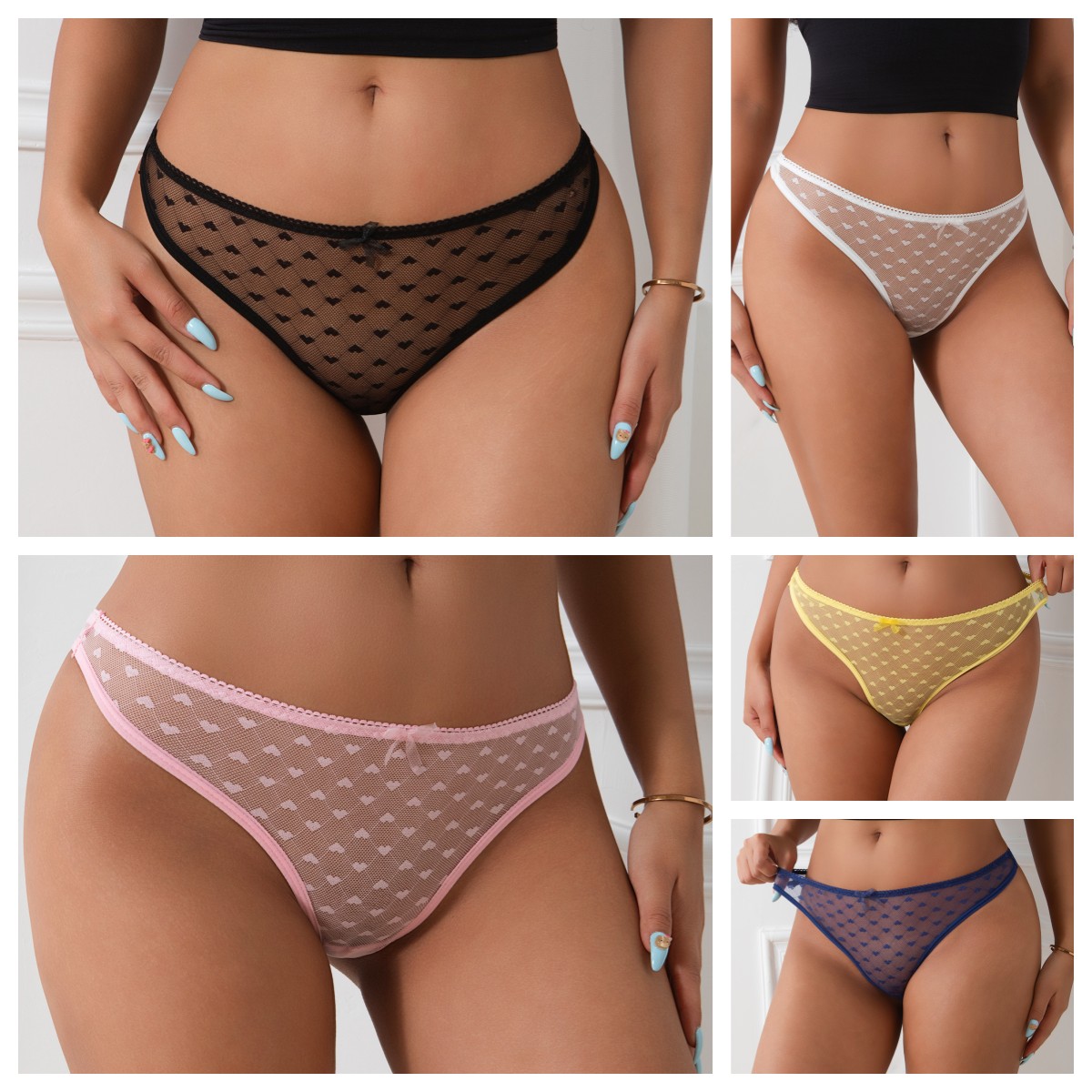 5 Pack Lot Sexy Ladies Womens Sheer See Through Panties Thongs Underwear Sissy