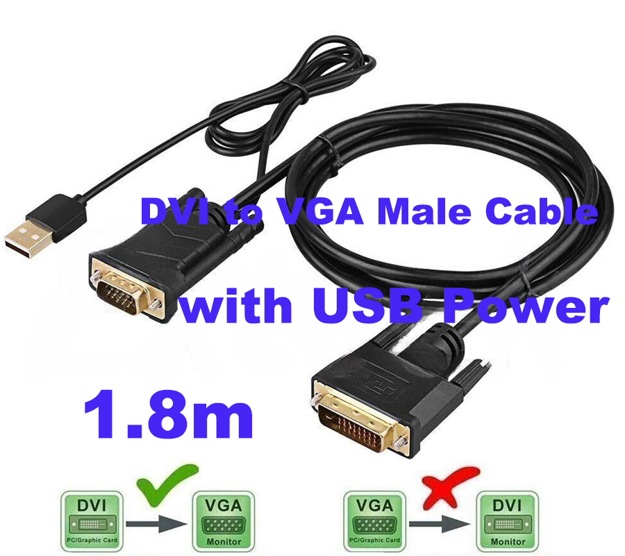 DVI-D 24+1 Pin Male to VGA 15Pin Female/Male Active Cable Adapter with USB Power - Picture 14 of 14