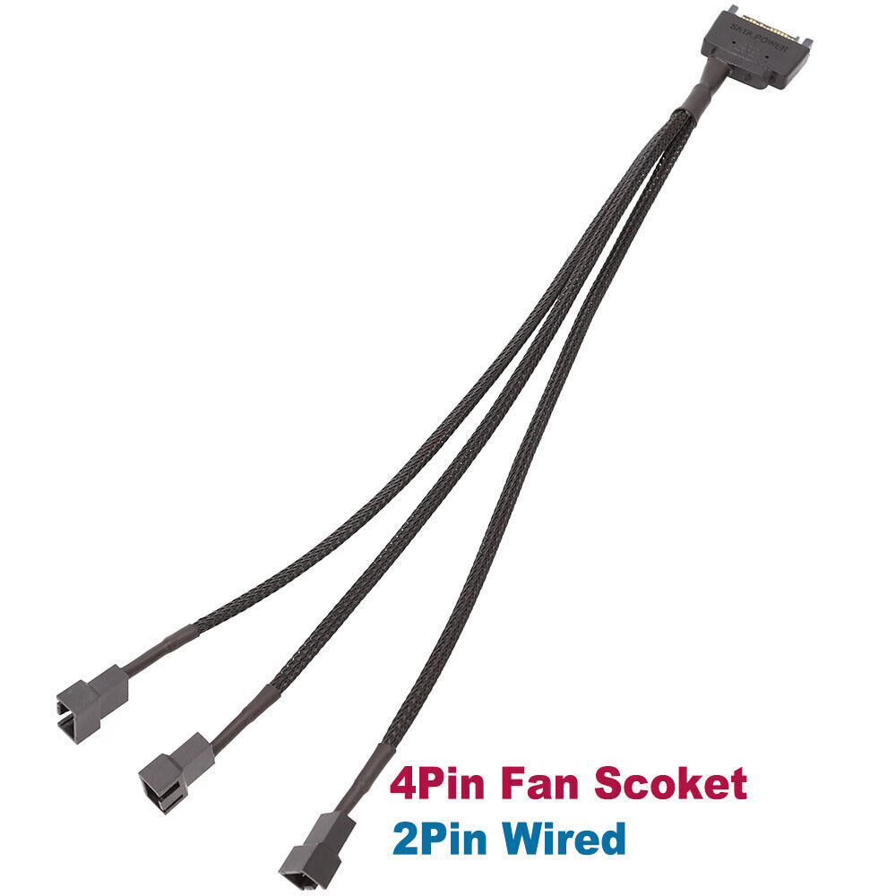 15Pin SATA to 1/2/3/4/5/6 Way 3/4 Pin Fan Power Splitter Cable TX3/TX4 (PWM) 12V - Picture 11 of 14