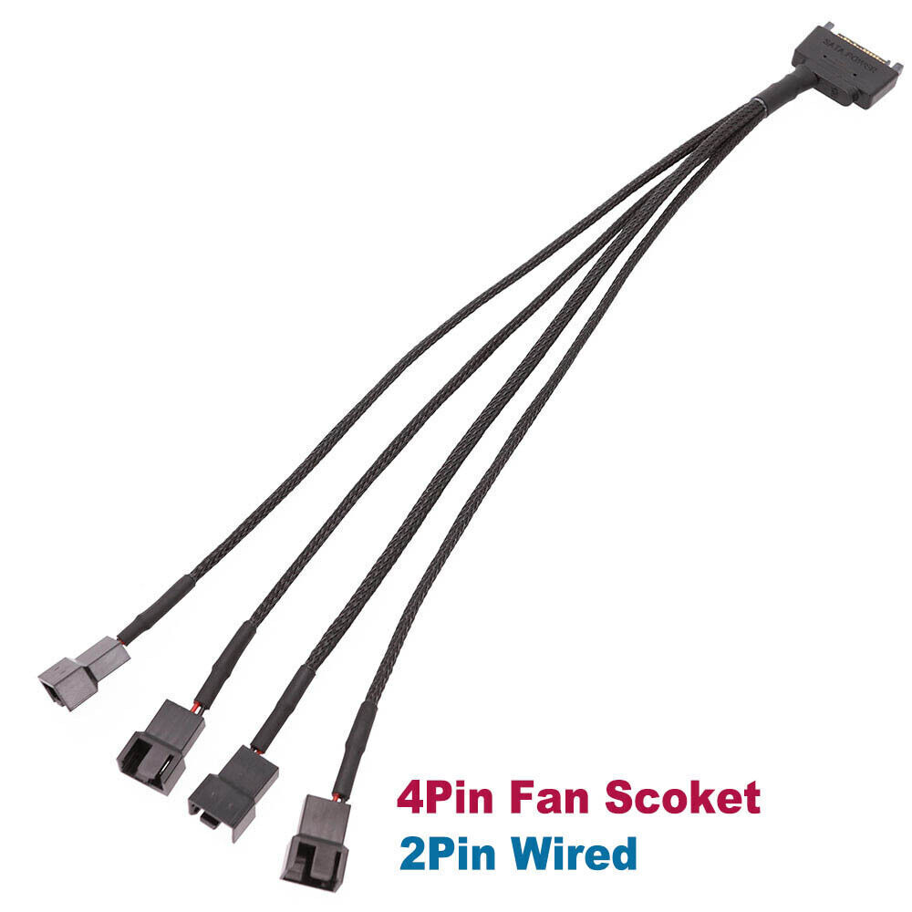 15Pin SATA to 1/2/3/4/5/6 Way 3/4 Pin Fan Power Splitter Cable TX3/TX4 (PWM) 12V - Picture 12 of 14