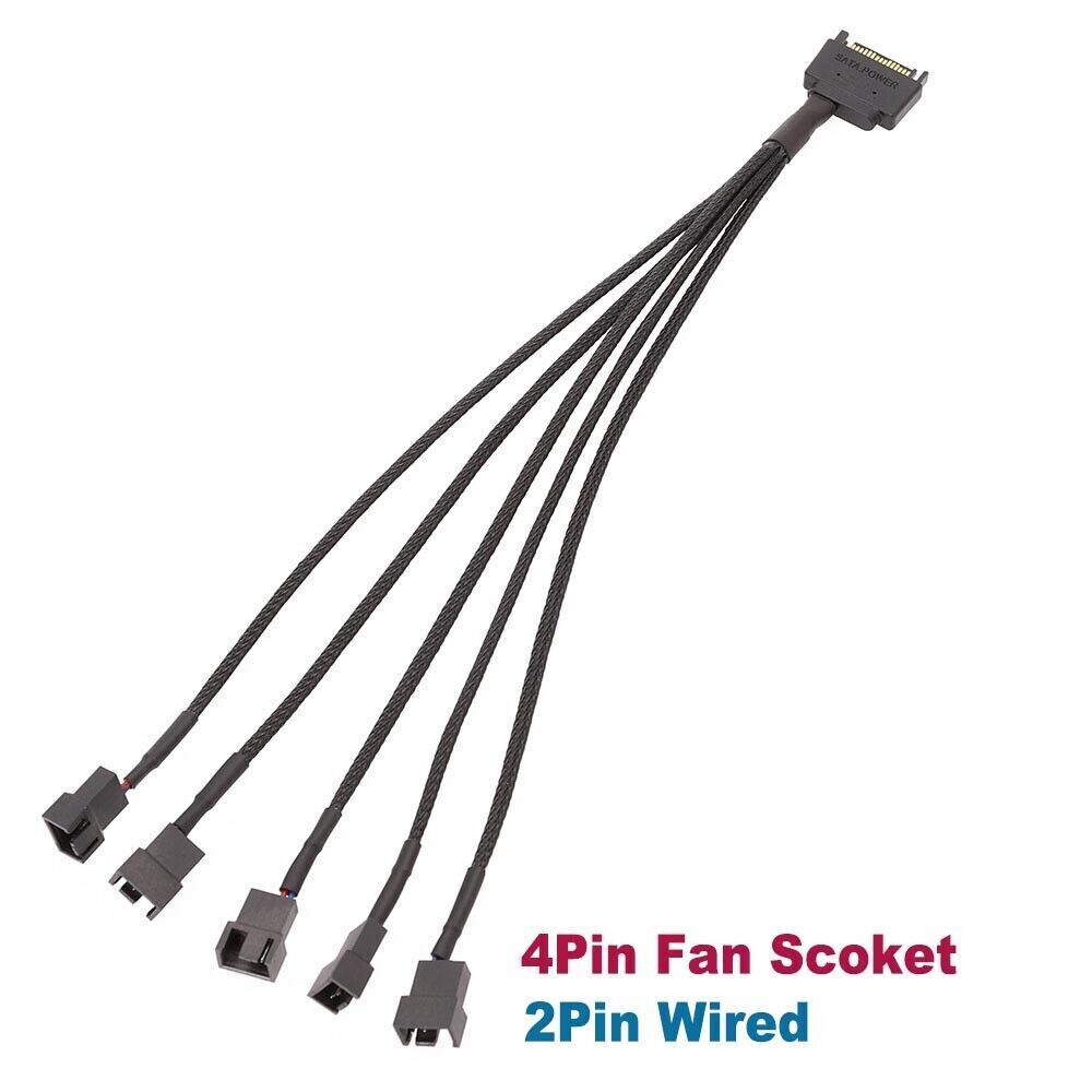 15Pin SATA to 1/2/3/4/5/6 Way 3/4 Pin Fan Power Splitter Cable TX3/TX4 (PWM) 12V - Picture 13 of 14