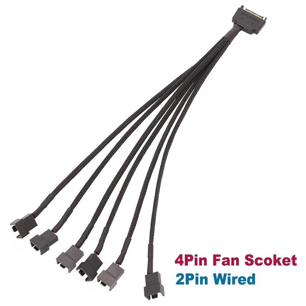 15Pin SATA to 1/2/3/4/5/6 Way 3/4 Pin Fan Power Splitter Cable TX3/TX4 (PWM) 12V - Picture 14 of 14