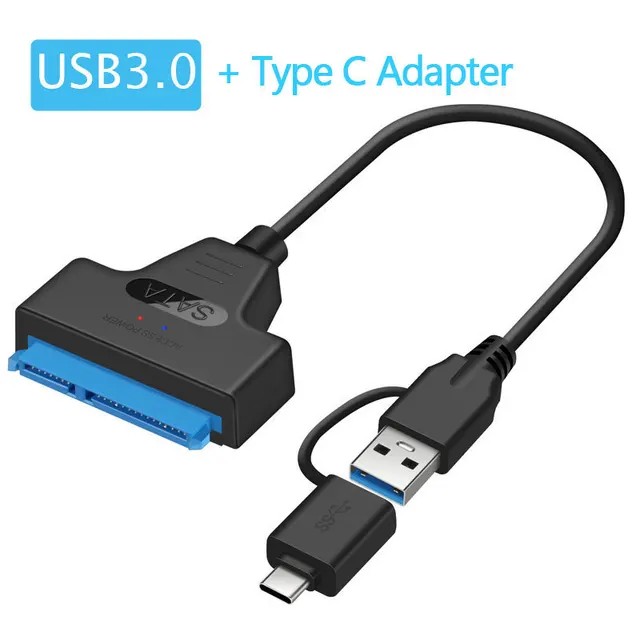 USB A/C 3.0 Type C to Sata III 22 Pin Adapter Cable 2.5 Inch SSD HDD Hard Drive - Picture 21 of 23