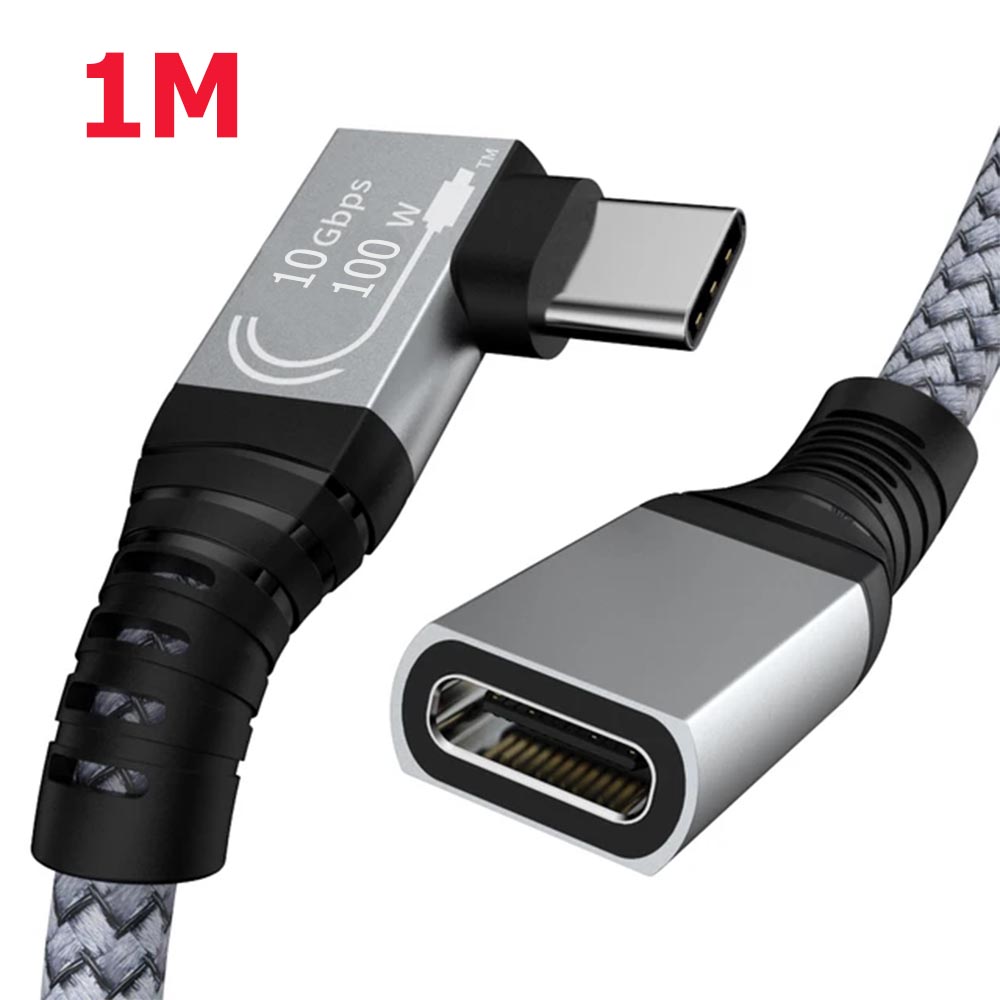 Angle USB Type C 3.1 Extension Cable 10Gbps Data Cord PD 100W 4K Male to Female - Picture 8 of 8