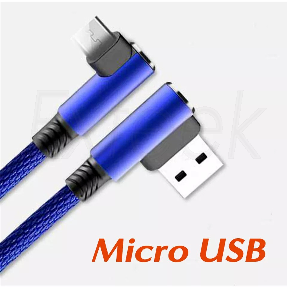 Fast Braided 90° Degree Angle Straight Micro USB Data Charging Cable For Android - Picture 25 of 26