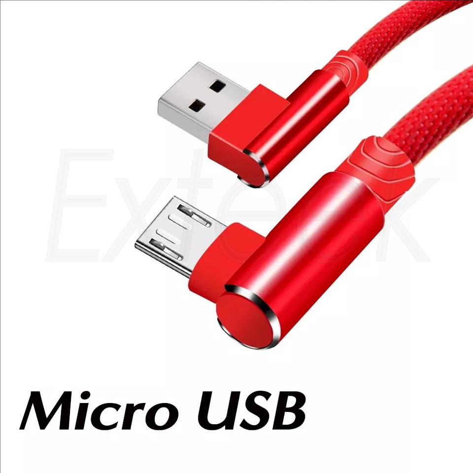 Fast Braided 90° Degree Angle Straight Micro USB Data Charging Cable For Android - Picture 26 of 26
