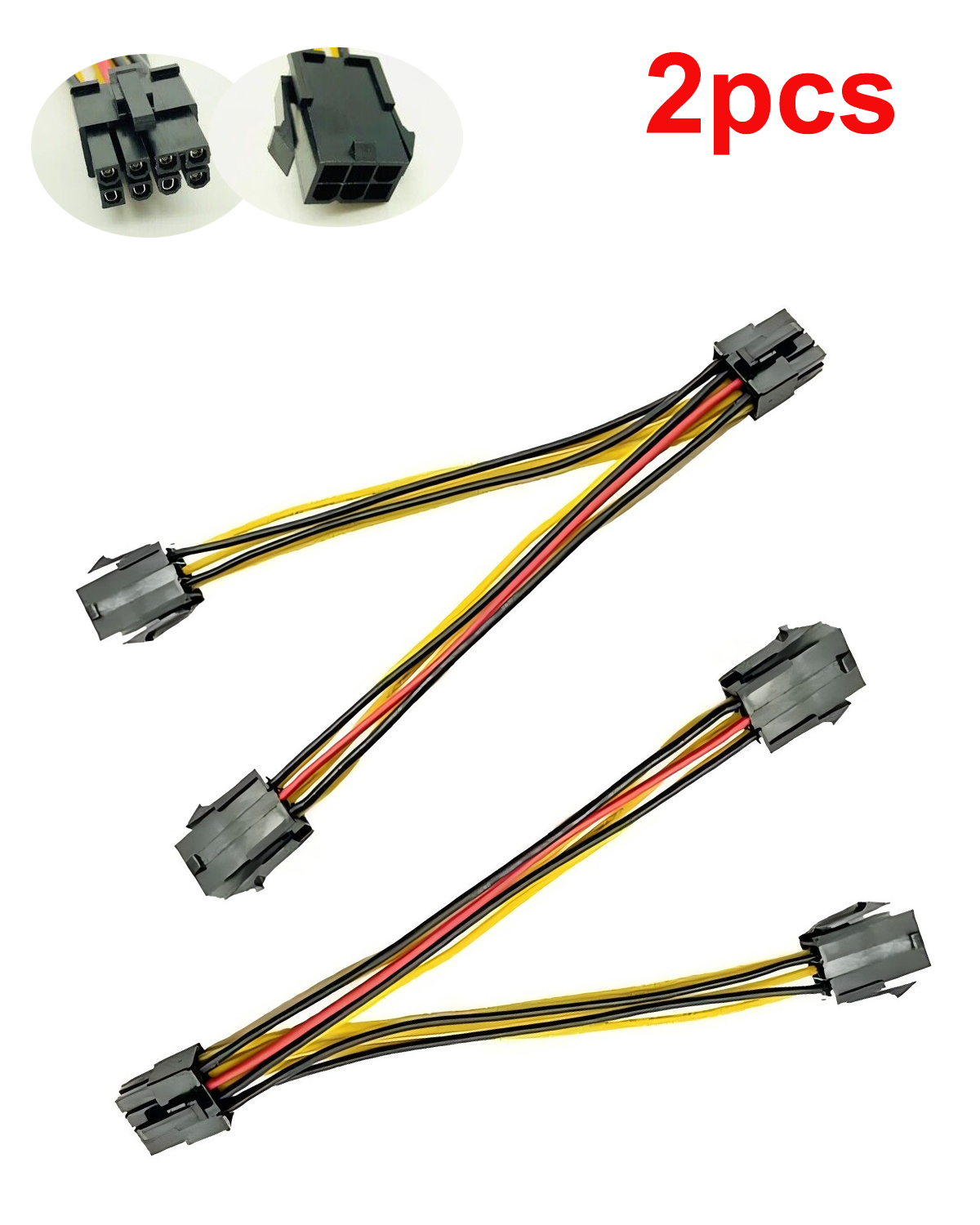 Dual 6-Pin Female to 8-Pin PCI Express PCIE Male GPU Power Adapter Cable 20CM AU - Picture 7 of 7