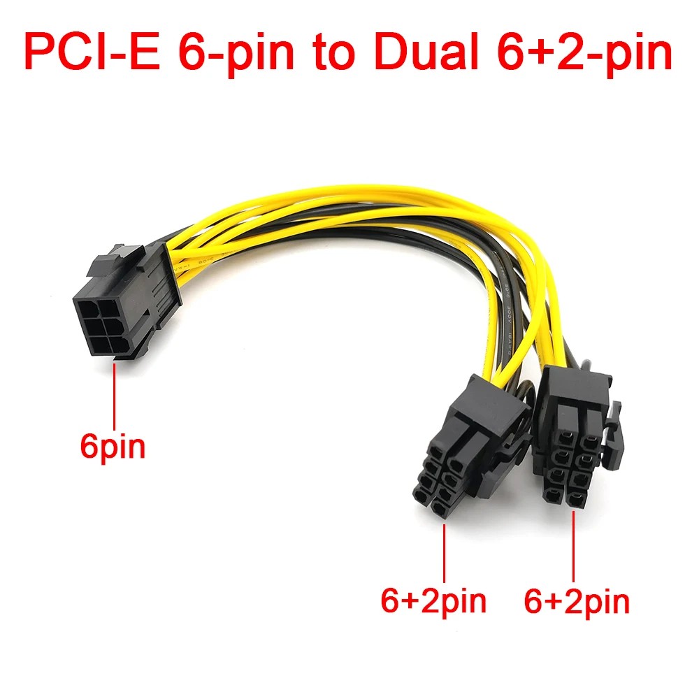 8 Pin PCI Express PCI-E Male GPU to Dual 6 Pin Female Power Cable Graphics Card - Picture 14 of 15