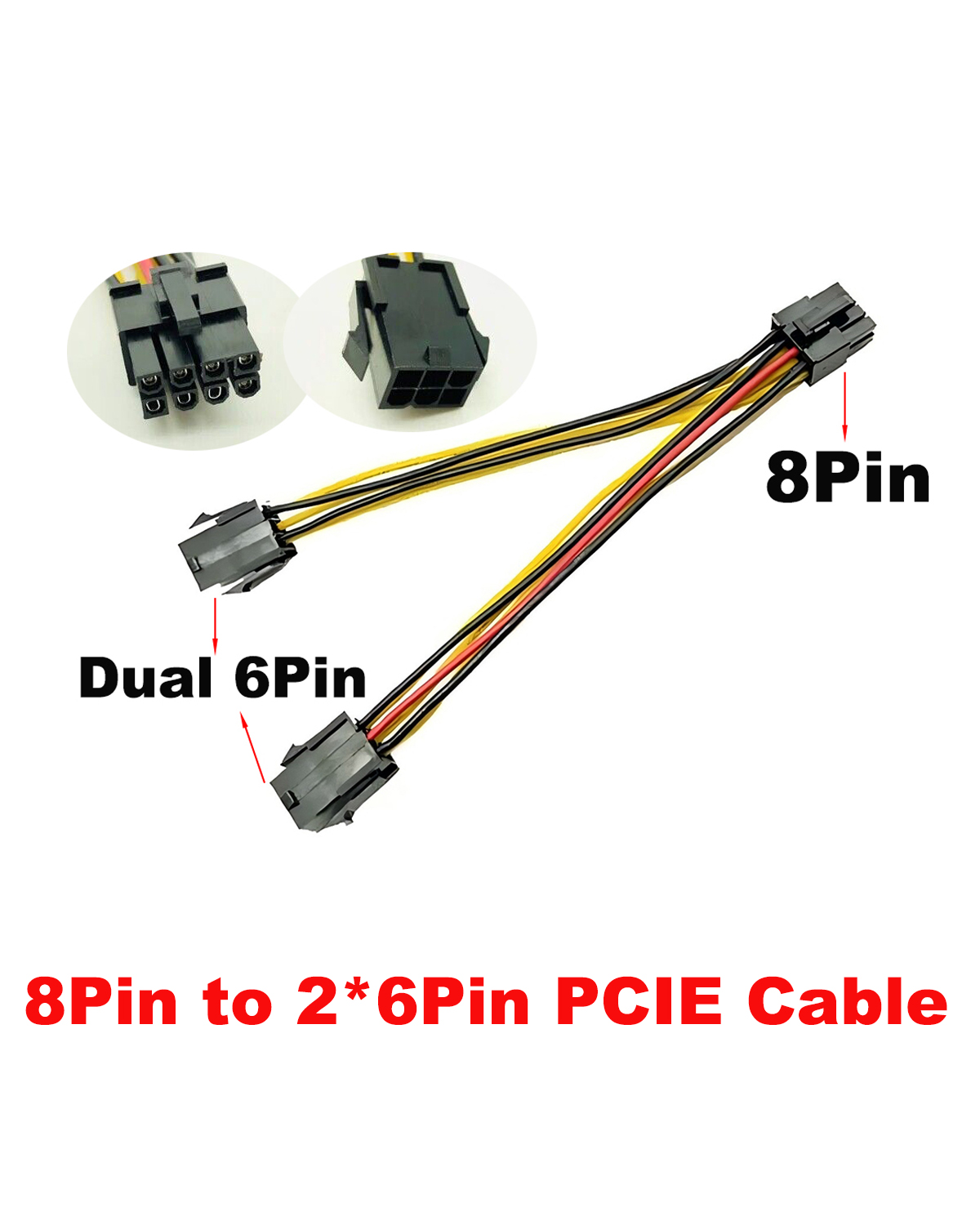 8 Pin PCI Express PCI-E Male GPU to Dual 6 Pin Female Power Cable Graphics Card - Picture 15 of 15