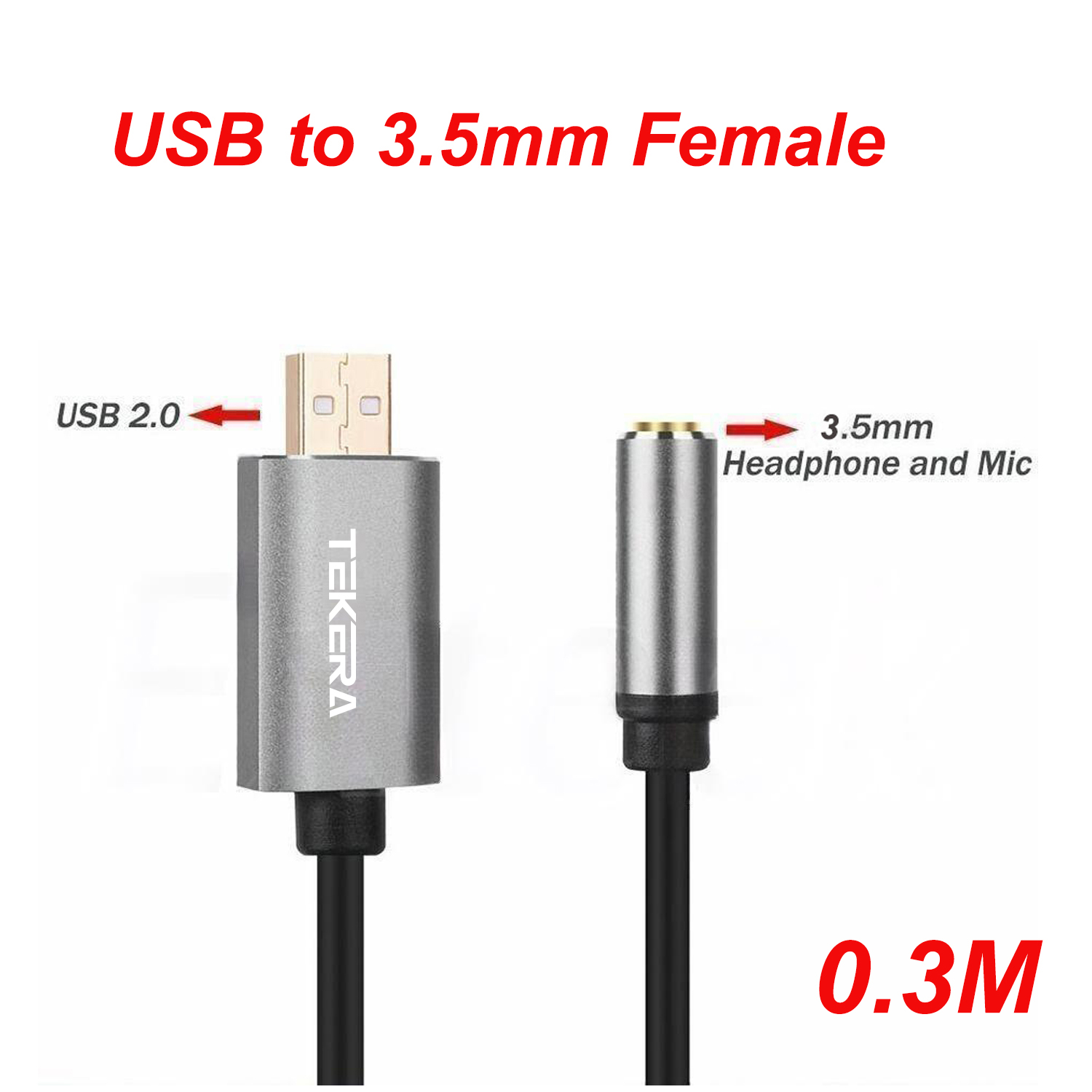 USB 2.0 to 3.5mm Mic Headphone AUX Jack Stereo Headset 3D Sound Card Audio Cable - Picture 13 of 14