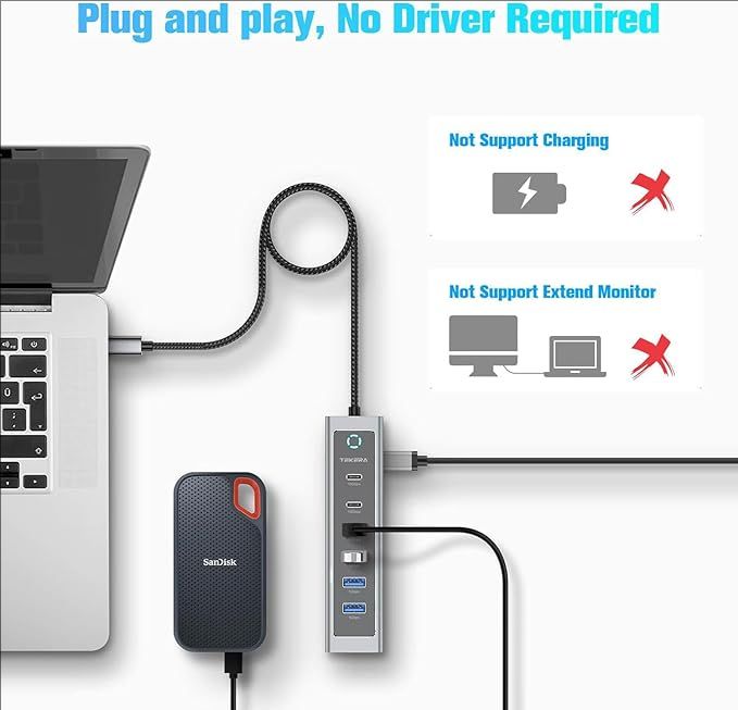 7 Port USB 3.2 Gen 2 Hub 10Gbps Splitter with USB-A 3.2 USB-C 3.2 USB 3.0 Ports - Picture 13 of 27