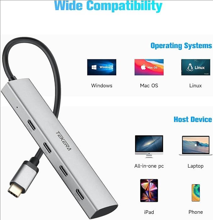 7 Port USB 3.2 Gen 2 Hub 10Gbps Splitter with USB-A 3.2 USB-C 3.2 USB 3.0 Ports - Picture 19 of 27
