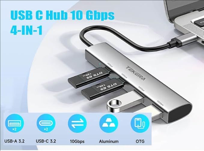 7 Port USB 3.2 Gen 2 Hub 10Gbps Splitter with USB-A 3.2 USB-C 3.2 USB 3.0 Ports - Picture 22 of 27