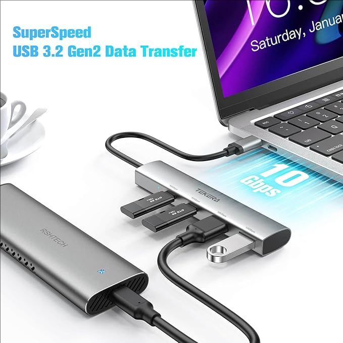 7 Port USB 3.2 Gen 2 Hub 10Gbps Splitter with USB-A 3.2 USB-C 3.2 USB 3.0 Ports - Picture 24 of 27