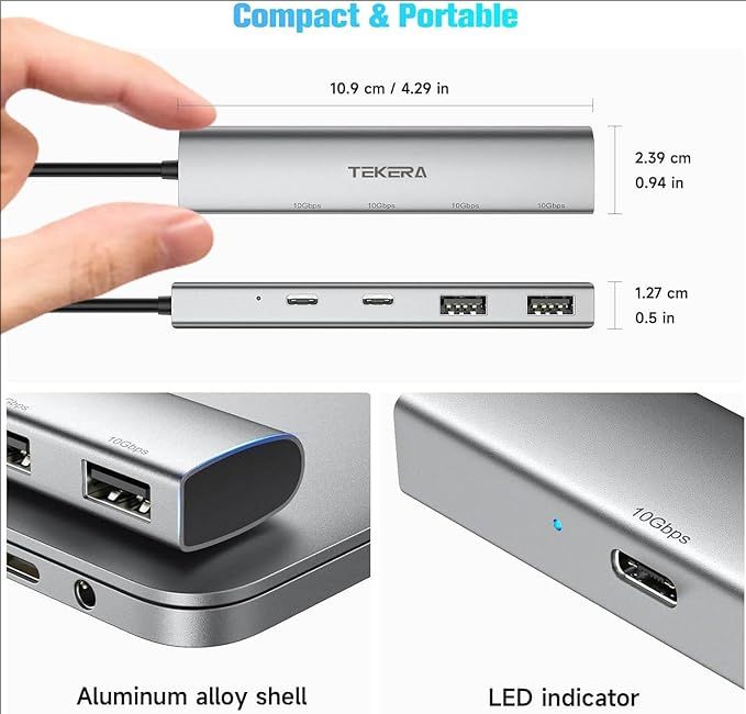7 Port USB 3.2 Gen 2 Hub 10Gbps Splitter with USB-A 3.2 USB-C 3.2 USB 3.0 Ports - Picture 25 of 27
