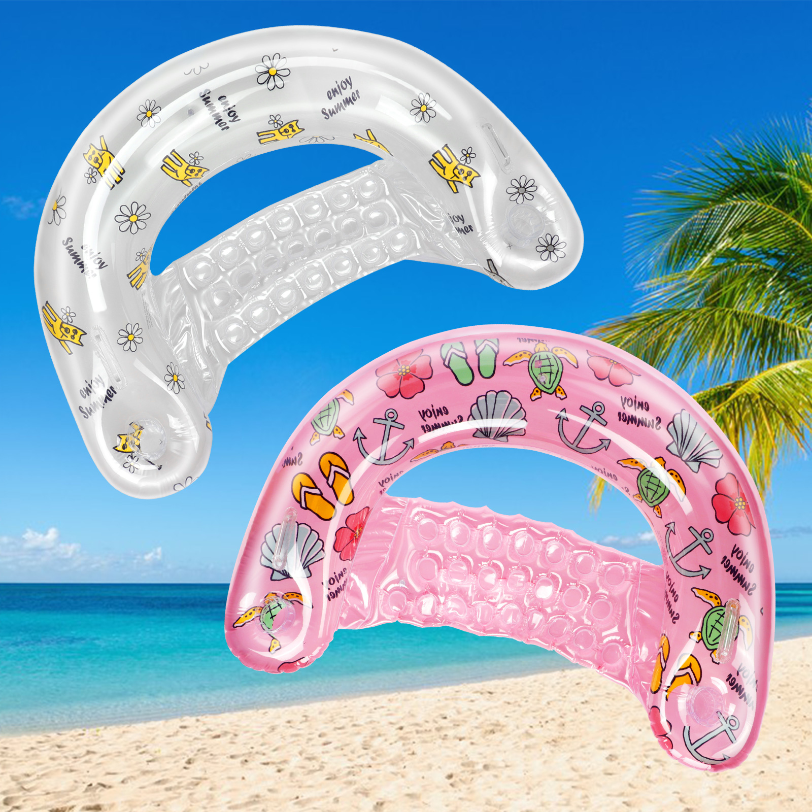 Inflatable Pool Float Chair 2 Pack Floating Pool Chair Lounge Floats for Adults