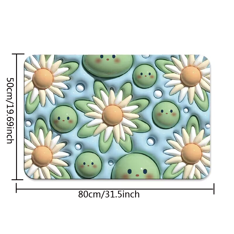 Cute Daisy Frog Bathroom Floor Mat 3D Water Drop Anti slip Absorbent Mat new