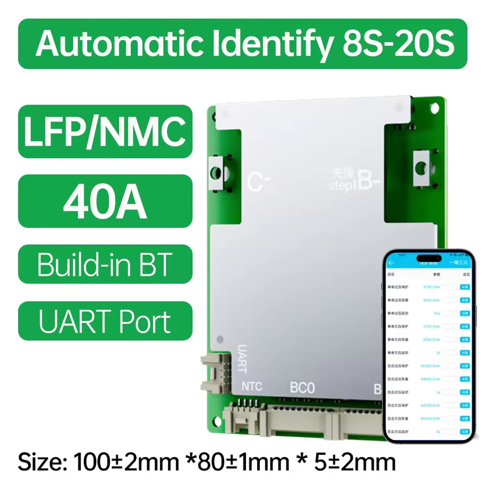 Smart BMS Automized Identify 8S 10S 12S 13S 14S 16S 17S 18S 19S 20S 40A 50A 60A