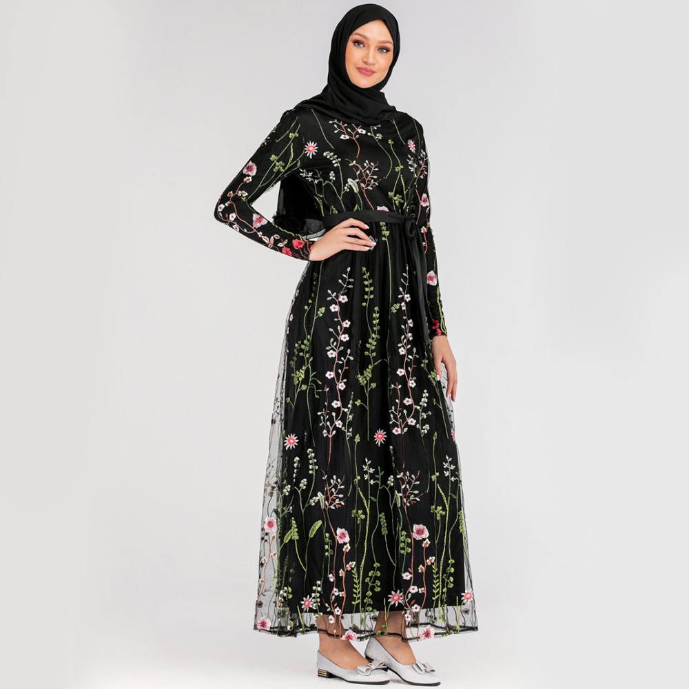 Abaya Dubai Embroidery Kaftan Muslim  Women Dress Long Robe 