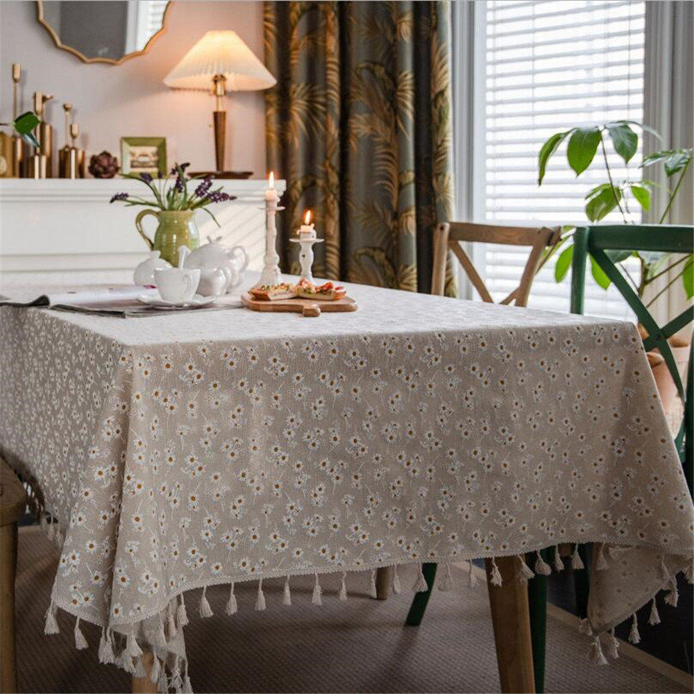 Mantel rectangular margarita borla mantel mantel mantel vintage comedor cocina - Imagen 17 de 25