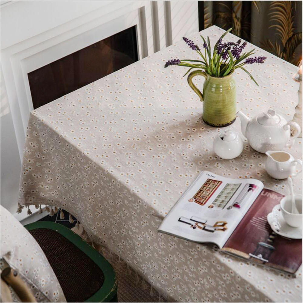 Mantel rectangular margarita borla mantel mantel mantel vintage comedor cocina - Imagen 19 de 25