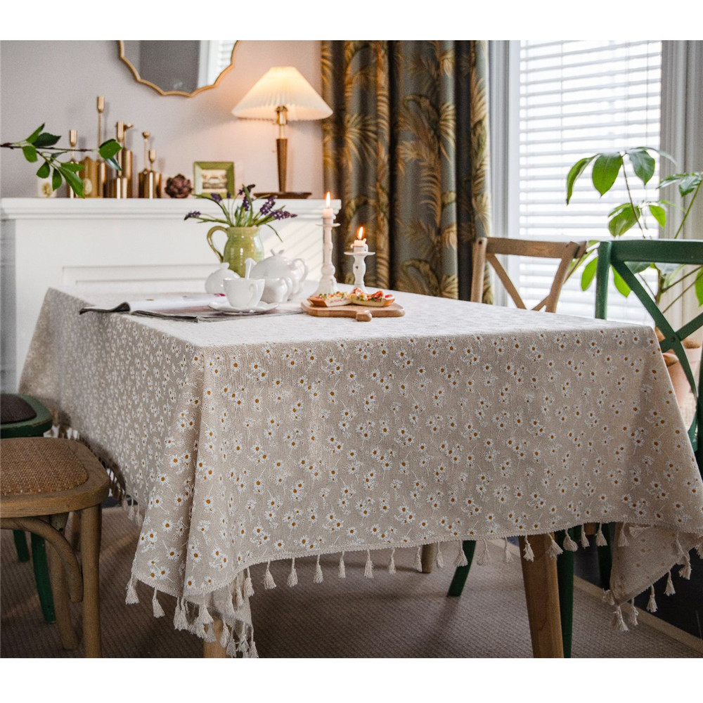 Mantel rectangular margarita borla mantel mantel mantel vintage comedor cocina - Imagen 22 de 25