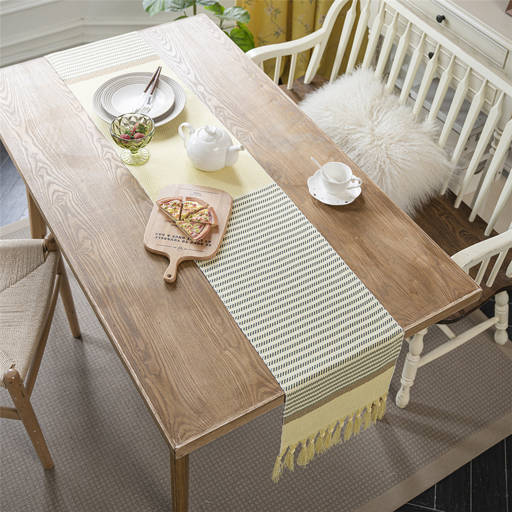 Jacquard Tassel Table Runner for Wedding Party Tablecloth Dining Room Kitchen - Picture 29 of 56