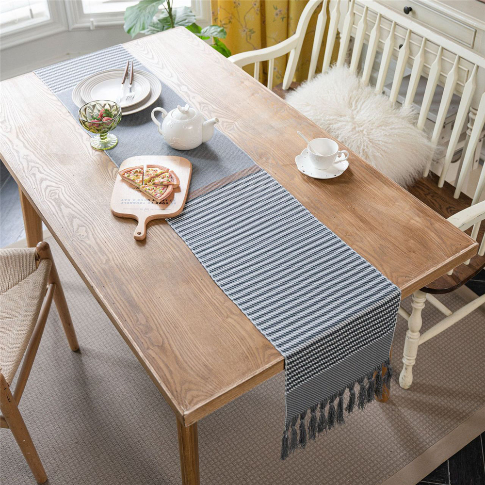 Jacquard Tassel Table Runner for Wedding Party Tablecloth Dining Room Kitchen - Picture 31 of 56