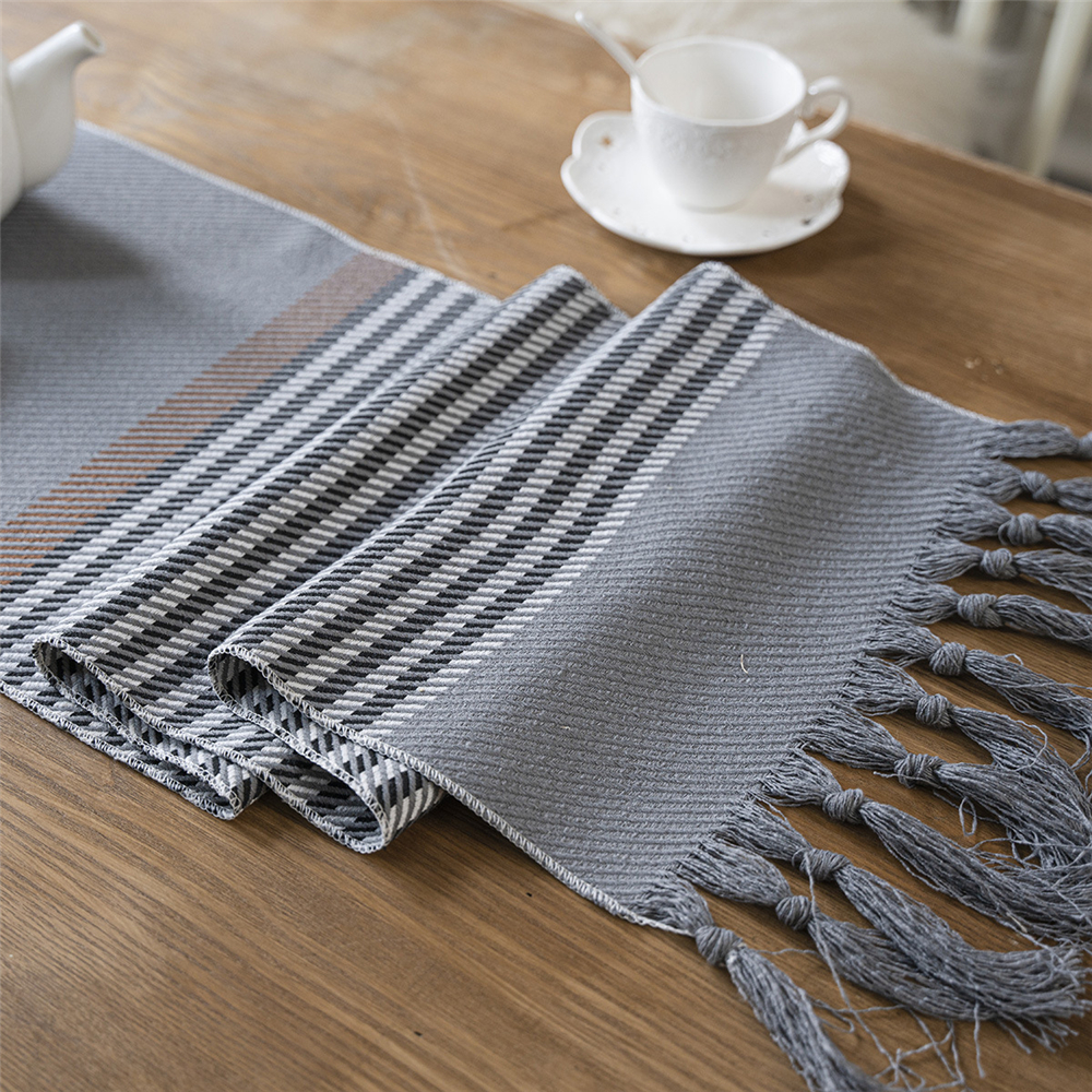 Jacquard Tassel Table Runner for Wedding Party Tablecloth Dining Room Kitchen - Picture 32 of 56