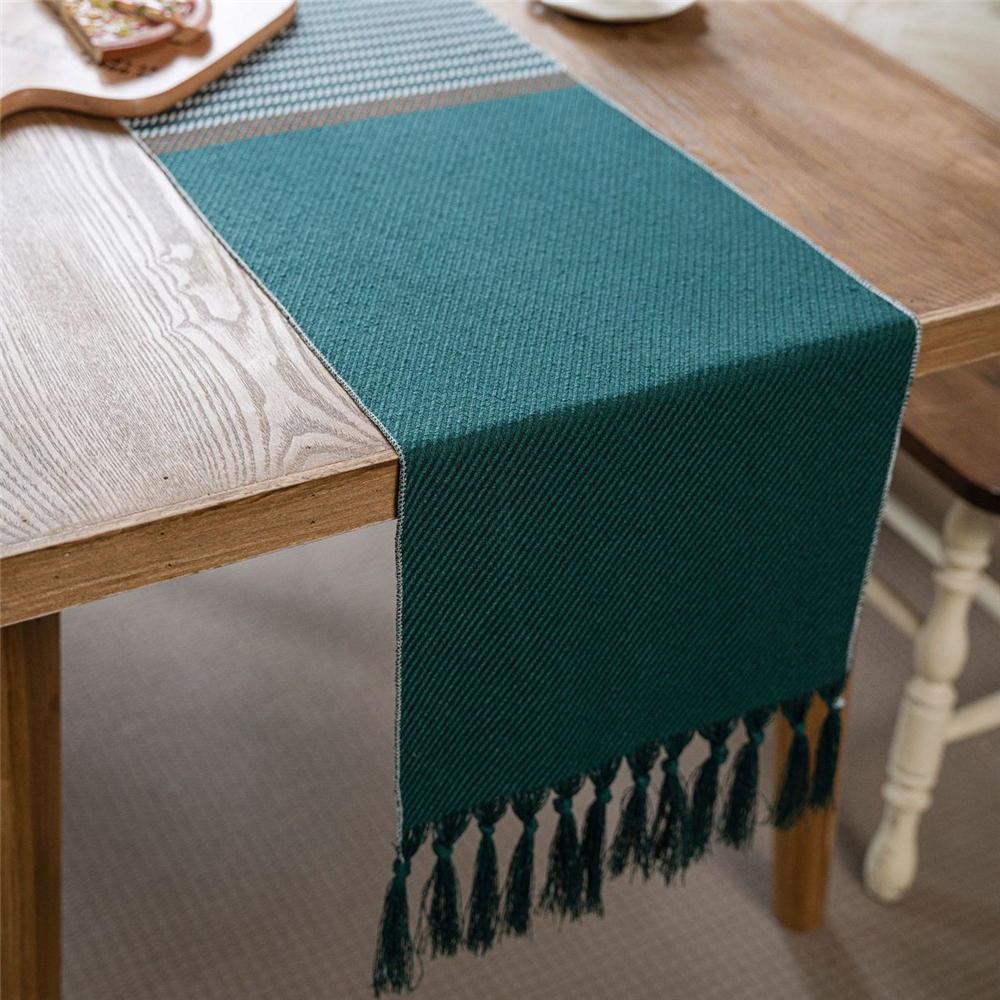 Jacquard Tassel Table Runner for Wedding Party Tablecloth Dining Room Kitchen - Picture 37 of 56