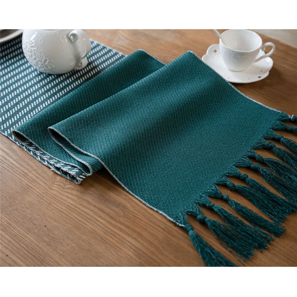 Jacquard Tassel Table Runner for Wedding Party Tablecloth Dining Room Kitchen - Picture 36 of 56