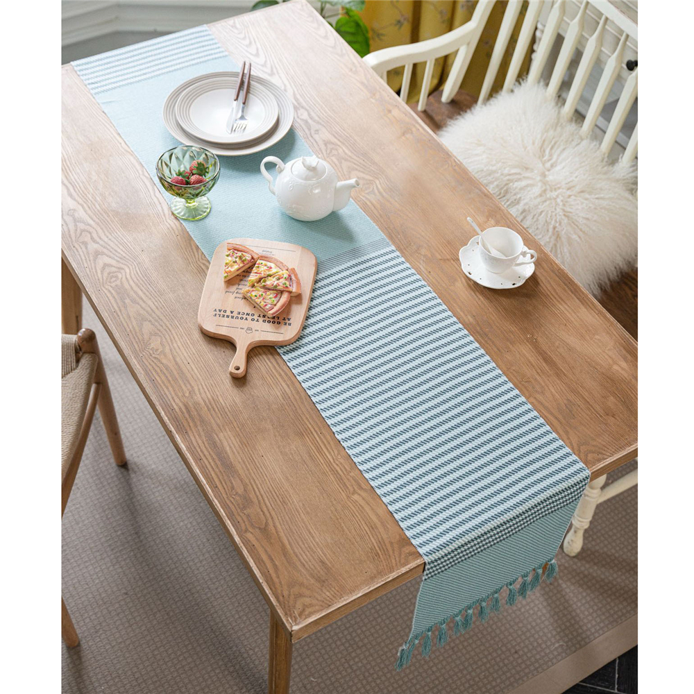 Jacquard Tassel Table Runner for Wedding Party Tablecloth Dining Room Kitchen - Picture 43 of 56