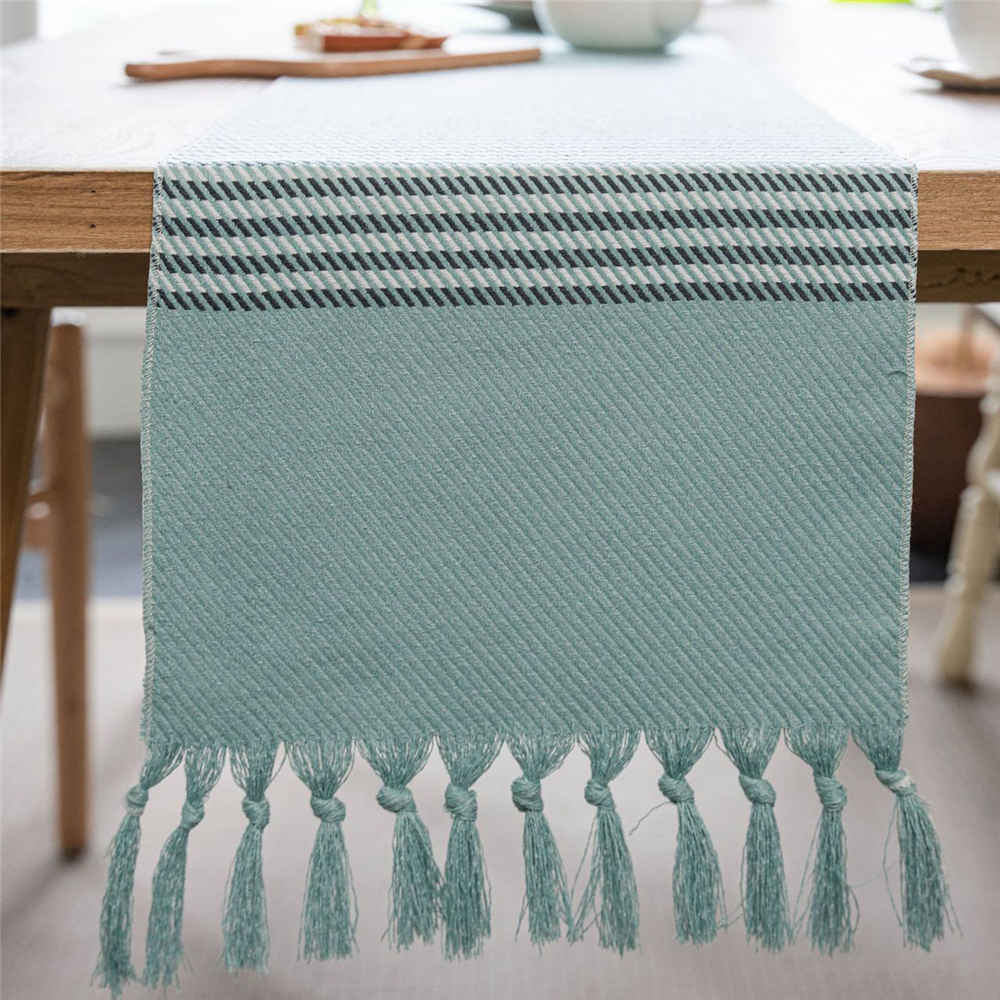 Jacquard Tassel Table Runner for Wedding Party Tablecloth Dining Room Kitchen - Picture 48 of 56