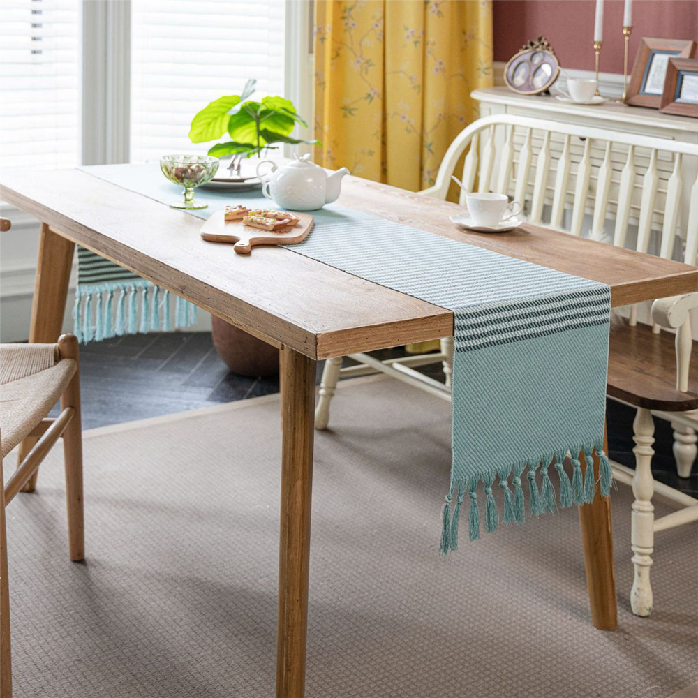 Jacquard Tassel Table Runner for Wedding Party Tablecloth Dining Room Kitchen - Picture 49 of 56