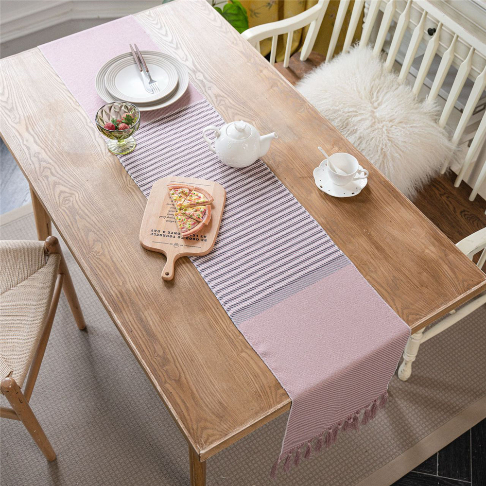 Jacquard Tassel Table Runner for Wedding Party Tablecloth Dining Room Kitchen - Picture 55 of 56