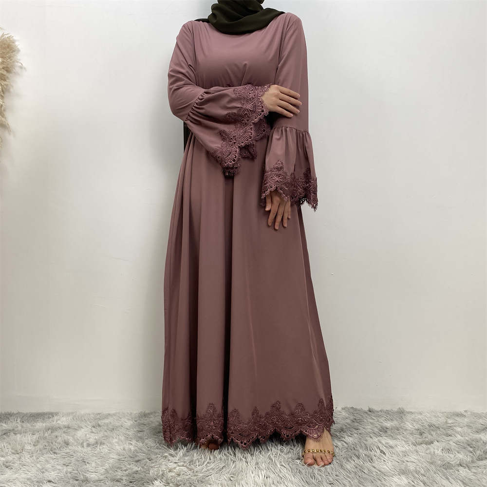 Dubai Abaya Muslim Women Lace Maxi Dress Islamic Kaftan Dress Ramadan Robe Gown - Bild 36 von 44