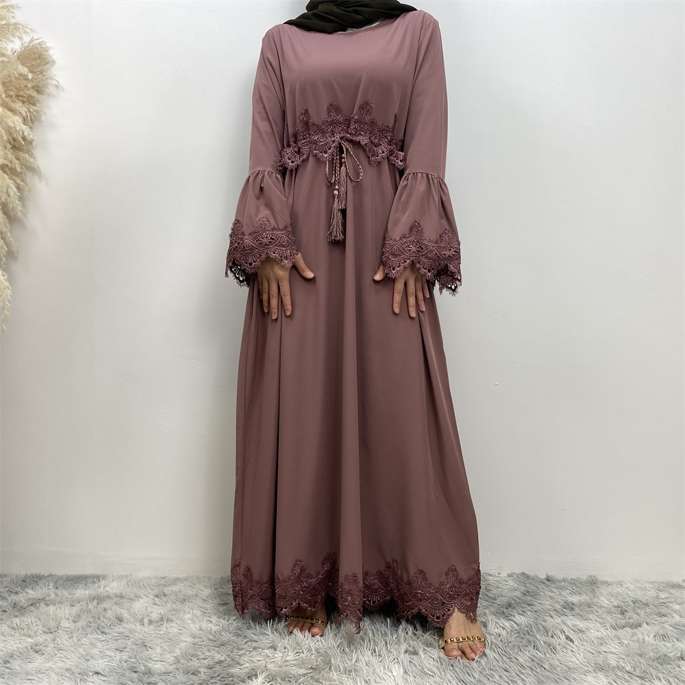 Dubai Abaya Muslim Women Lace Maxi Dress Islamic Kaftan Dress Ramadan Robe Gown - Bild 39 von 44